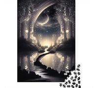Castillo Fantástico a la Luz de la Luna Puzzle de 1000 Piezas Papel para Adultos Escenario Nocturno Encantado Juego de Puzzle 1000 Piezas Relajación Hogar 38x26cm/1000pcs