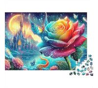 Castillo Fantástico Puzzle de 1000 Piezas Papel Rosa Arcoíris Juego de Puzzle 1000 Piezas Puzzle para Adultos Regalo Decoración Hogar 52x38cm/1000pcs