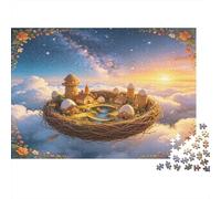 Castillo Flotante Reino Puzzle de 1000 Piezas Papel para Adultos Escena Fantástica en el Cielo Juego de Puzzle 1000 Piezas Relajación Regalo Hogar 52x38cm/1000pcs