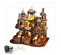 Castillo gótico de Edimburgo, kit de casa de muñecas | Escena de mansión europea medieval de 3 niveles | Elegante torre de observatorio noble | Regalo artesanal para adultos (castillo gótico de