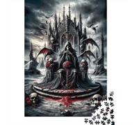 Castillo Gótico Oscuro Puzzle de 1000 Piezas para Adultos Ángel Sinistro Juego de Puzzle 1000 Piezas Decoración Relajante 52x38cm/1000pcs