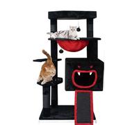 Castillo gótico para árbol de Gatos, Torre para Gatos Negros de 47 Pulgadas con Cama de ataúd, casa de pie, condominio, Juguetes Divertidos, casa de Juegos para Mascotas, para de Interior