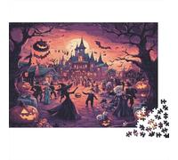 Castillo Halloween Puzzle de 1000 Piezas Papel para Adultos Escena Noche Misteriosa Juego de Puzzle 1000 Piezas Decoración Hogar Antiestrés 52x38cm/1000pcs