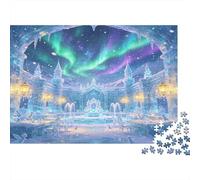 Castillo Helado Noche de Aurora Puzzle de 1000 Piezas Puzzle para Adultos Papel Puzzle para Toda la Familia Relajación Foco Decoración Regalo 52x38cm/1000pcs