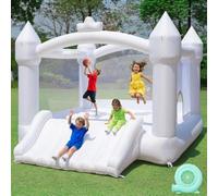 Castillo Hinchable Blanco para Niños con Soplador para Exterior o Interior