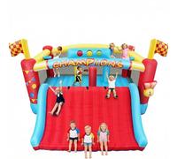 Castillo Hinchable con tobogán acuático para niños, 3,65 x 3 m, con 2 toboganes, casa Hinchable, Pared de Escalada y 2 cañones de Agua para Exteriores (Coche de Carreras)