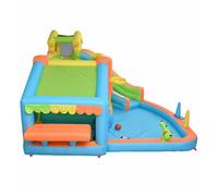 Castillo hinchable para niños 360x350x210 cm - parque acuático inflable con tobogán, canasta de baloncesto y cocina de juego - tejido oxford - colorido