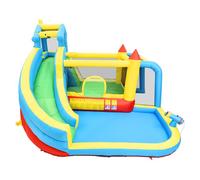 Castillo hinchable para niños 364x315x239 cm - 5 en 1 con tobogán, área de salto, piscina, red de fútbol - multicolor