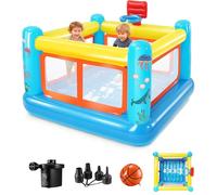 Castillo Hinchable para niños de 3 a 6 años, Interior y Exterior, PVC Resistente, con Piscina de Bolas extraíble, Canasta de Baloncesto y Caja Hinchable (Castillo Hinchable 3 en 1)