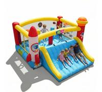 Castillo hinchable para niños de 8 a 12 años, 4,1 x 4,1 m, para interiores y exteriores, con ventilador, castillo hinchable espacial para fiestas y el jardín