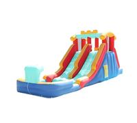 Castillo Hinchable para Niños Tela Oxford Reforzada con Soplador 450 W Plegable para Guardar Ideal Tobogán de Piscina Inflable y Parque Acuático para Hogar