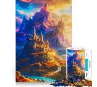 Castillo Iluminado por el Sol de Las Cumbres Místicas para Adultos Rompecabezas de 1000 Piezas Juguete para Ejercicio Mental Entretenimiento Suave Diseño para Ensamblar Regalo de Temporada 50x75cm