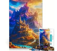 Castillo Iluminado por el Sol de Las Cumbres Místicas, Rompecabezas de 1000 Piezas para Adultos, Juguete de lógica Mental, Antiestrés, Corte Firme, Regalo increíble 38x52cm