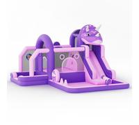 Castillo inflable grande para niños 7 en 1,Estructura inflable con tobogán,Piscina,Soplador,Pared de escalada,Cesta de baloncesto y pistola de agua,Castillo Inflable Interior/Exterior para 3-8