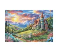 Castillo Lago de montaña Rompecabezas 1000 Piezas Cartón Grueso para Coleccionistas Noches De Cita Mejora Concentración Ocio En Casa Regalo Reyes Magos 1000 PCS