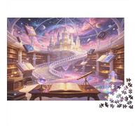 Castillo Mágico Biblioteca Puzzle de 1000 Piezas Juego de Puzzle 1000 Piezas Cielo Estrellado Fantasía Papel Adultos Relajación Decoración Hogar Regalo 38x26cm/1000pcs