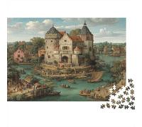 Castillo Medieval de Piedra, Personas y Animales Rompecabezas Rompecabezas Juego De Habilidad para Toda La Familia 38x26cm/1000pcs