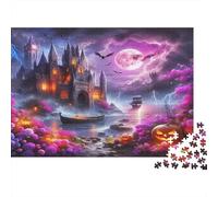 Castillo Misterioso Puzzle de 1000 Piezas Papel para Adultos Escena Nocturna Fantasía Set de Puzzle 1000 Piezas Relajación Decoración Familia 52x38cm/1000pcs