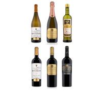 Castillo Monjardín, Pack Navideño Premium 2025, 6 Botellas D.O. Navarra, Incluye Chardonnay, Espumoso Brut Nature, Merlot, Cabernet Sauvignon, Tempranillo y Aceite de Oliva Virgen Extra