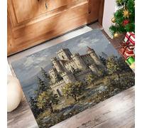 Castillo Piedra Alfombra de Recibidor - Arquitectura Medieval Resistente y Antideslizante Felpudo - 45 x 75 cm