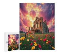 Castillo Puzzle 500 Piezas Obra De Arte Moderna Paisaje Edificio Rompecabezas 3D para Adultos Y Niñas A 14 Años DIY Creativo Aliviar Estrés Estera Portátil 500 PCS