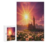 Castillo Puzzles 300 Piezas Estera Portátil Paisaje Edificio Rompecabezas para Adultos Y Niños A 12 Años Desafío Intelectual 3D Maquetas Construir DIY Moderno 300 PCS