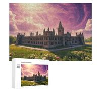 Castillo Puzzles 300 Piezas Impossible Desafío Paisaje Edificio Rompecabezas Circular para Adultos Y Niñas A 14 Años Decoración Hogar Estera Portátil DIY Moderno 300 PCS