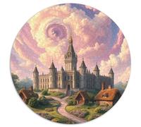 Castillo Rompecabezas Redondo 1000p Adultos-Niños Iglesia Building Scenery Church Park Circular Puzzle Niños: Familia Juego Impossible Habilidad Familiar 1000pcs (67.5x67.5cm)