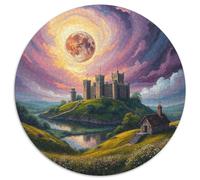 Castillo Rompecabezas Redondo 1000p Adultos-Niños Iglesia Edificio Scenery Church Park Circular Puzzle Niños: Juegos Educativos Tamascotae Portátil Juguete Educativo 1000pcs (67.5x67.5cm)