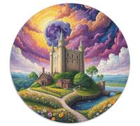 Castillo Rompecabezas Redondo 1000p Adultos-Niños Iglesia Edificio Scenery Church Park Circular Puzzle Niños: Infantil Imposible 3D Cartón Juego Familiar 1000pcs (67.5x67.5cm)