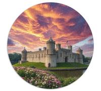 Castillo Rompecabezas Redondo 1000p Adultos-Niños Iglesia Edificio Scenery Church Park Circular Puzzle Niños: Construir Maquetas Decoración Hogar 1000pcs (67.5x67.5cm)