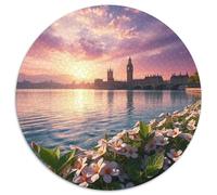 Castillo Rompecabezas Redondo 1000p Adultos-Niños Iglesia Edificio Scenery Church Park Circular Puzzle Niños: 3D Cartón Juego Familiar Impossible Regalos 1000pcs (67.5x67.5cm)