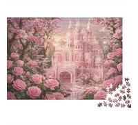 Castillo Rosa Fantasía Puzzle 1000 Piezas para Adultos Difícil Puzzle Difícil Más Vendido Entrenamiento Mental Cartón Grueso 70x50cm/1000pcs