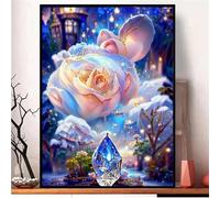 Castillo rosa Pintura Diamante Adultos Principiante,Bricolaje 5D Square Diamond Painting Kit Completo,diamond painting Manualidades Para Decoración de Hogar Pared Regalo 55x75cm