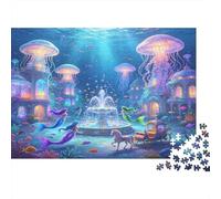 Castillo Submarino Fantástico Puzzle de 1000 Piezas Papel para Adultos Escena Océano Mágico Relajación Interacción Familiar Decoración Hogar Regalo 52x38cm/1000pcs