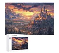 Castillo Volador del dragón Puzzle 1000 Piezas Obra De Arte ModernaRompecabezas 3D para Adultos Y Niñas A 14 Años DIY Creativo Aliviar Estrés Estera Portátil 1000 PCS
