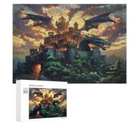 Castillo Volador del dragón Puzzle 300 Piezas Adultos Y Niños 12 AñosRompecabezas 3D Colorido Familiar Aliviar Estrés DIY Moderno Estera Portátil 300 PCS