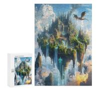 Castillo Volador del dragón Puzzle 300 Piezas Adultos Y Niños 12 AñosRompecabezas 3D Colorido Familiar Aliviar Estrés DIY Moderno Estera Portátil 300 PCS