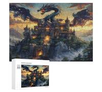 Castillo Volador del dragón Puzzle 300 Piezas Creativo CircularRompecabezas Familiar para Adultos Y Niños A 12 Años 3D Maquetas Construir Aliviar Estrés 300 PCS