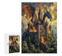 Castillo Volador del dragón Puzzle 300 Piezas Obra De Arte ModernaRompecabezas 3D para Adultos Y Niñas A 14 Años DIY Creativo Aliviar Estrés Estera Portátil 300 PCS