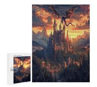 Castillo Volador del dragón Puzzle 500 Piezas Adultos Y Niños 12 AñosRompecabezas 3D Colorido Familiar Aliviar Estrés DIY Moderno Estera Portátil 500 PCS