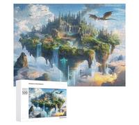 Castillo Volador del dragón Puzzle 500 Piezas Decorativo HogarObra De Arte Rompecabezas 3D para Familia DIY Creativo Desafío Intelectual Aliviar Estrés 500 PCS