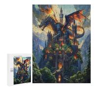 Castillo Volador del dragón Puzzle 500 Piezas DIY DecorativoRompecabezas 3D para Familia Aliviar Estrés Juguete Educativo 3D Maquetas Construir Portátil 500 PCS