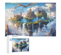 Castillo Volador del dragón Puzzles 1000 Piezas Colorido CartónRompecabezas Circular para Familia Aliviar Estrés DIY Moderno 3D Maquetas Construir Decoración Hogar 1000 PCS