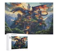 Castillo Volador del dragón Puzzles 1000 Piezas DIY ModernoRompecabezas Colorido para Familia Aliviar Estrés Juguete Educativo 3D Maquetas Construir 1000 PCS