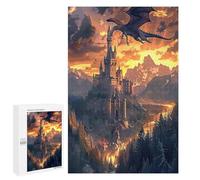 Castillo Volador del dragón Puzzles 1000 Piezas Estrés AliviarRompecabezas Circular para Adultos Y Niños A 12 Años 3D Maquetas Construir DIY Moderno Juguete1000 PCS