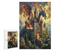 Castillo Volador del dragón Puzzles 1000 Piezas Estrés AliviarRompecabezas Circular para Adultos Y Niños A 12 Años 3D Maquetas Construir DIY Moderno Juguete1000 PCS