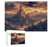 Castillo Volador del dragón Puzzles 300 Piezas Colorido CartónRompecabezas Circular para Familia Aliviar Estrés DIY Moderno 3D Maquetas Construir Decoración Hogar 300 PCS