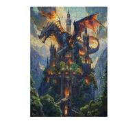 Castillo Volador del dragón Puzzles 300 Piezas Estera Portátil Familiar Rompecabezas para Adultos Aliviar Estrés 3D Maquetas Construir DIY Moderno 300 PCS