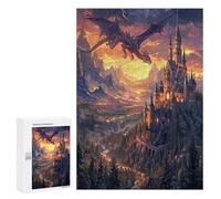 Castillo Volador del dragón Puzzles 300 Piezas Obra De Arte 3D FamiliarRompecabezas Colorido para Adultos Y Niños A 12 Años DIY Moderno Aliviar Estrés 300 PCS